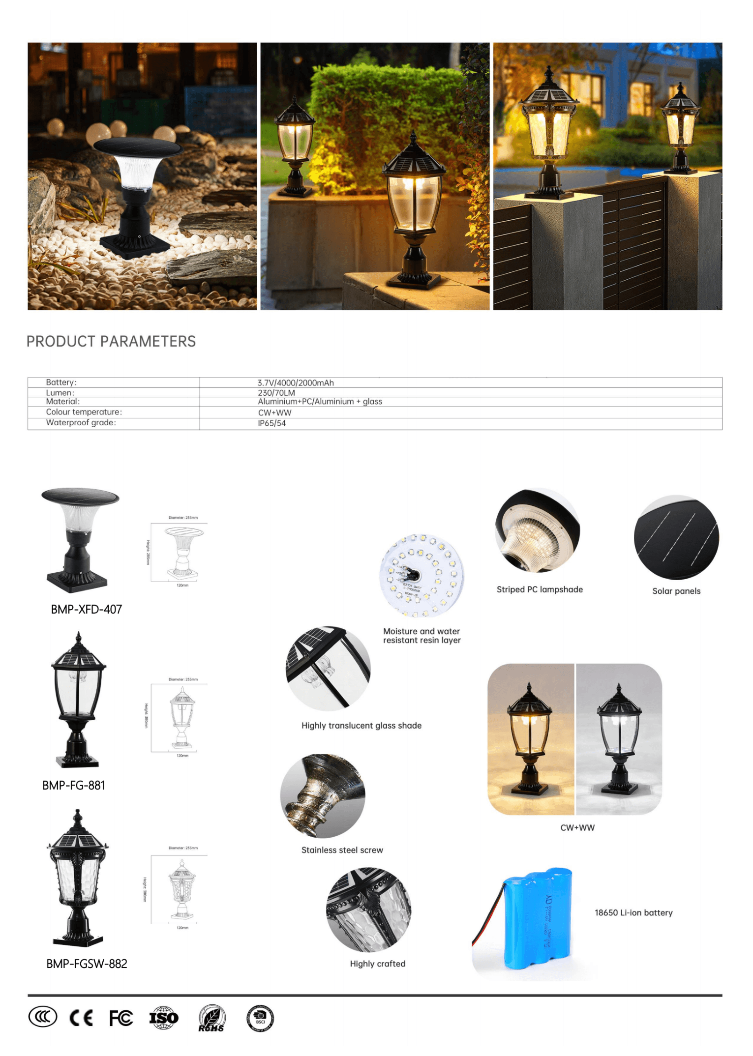 Классический столбовой светильник FG/FGSW/XFD (стекло)