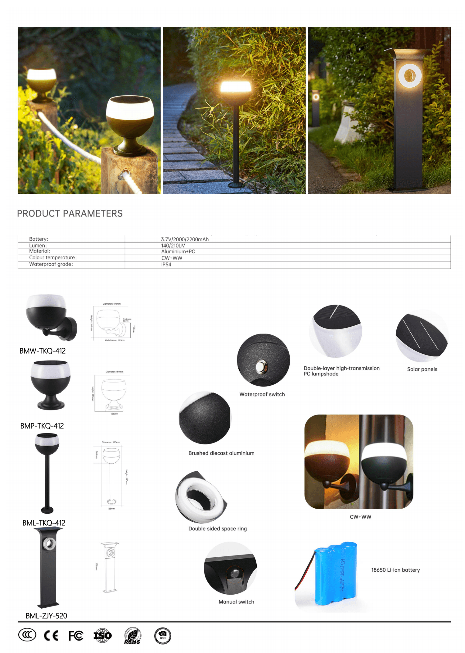 Шарообразный светильник TKQ-412 / ZJY-520